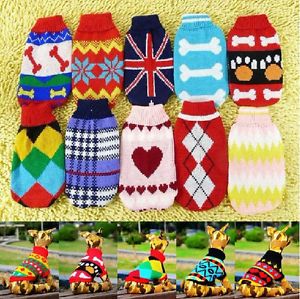 Pet Clothes Winter Dog Cat Clothes Knitted Jumper Sweater