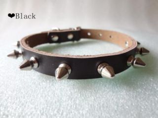 Black Brown Soft Leather Spiked Studded Collars Puppy Small Dog Collars