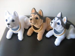 3 Siberian Husky Dog Bobbing Bobble Head Doll Toy