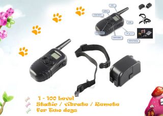 New LCD 100LV Level Shock Vibra Remote Pet 2 Dog Training Collar for 10lb 130lb