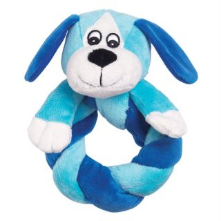 Puppy Ring Thing Dog Plush Velour Toy Pet Squeaker Toys Blue Pink Squeakie