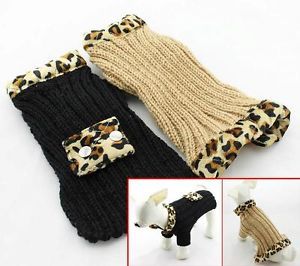 Dog Sweaters Pet Clothes Leopard Pattern Hand Knitted Winter Sweater Dog Clothes