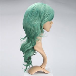 21 65 inch Cosplay Party Long Curly Fashion Anime Full Wavy Hair Wigs Blue Green