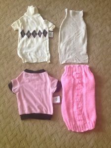 Size Large Dog Clothes Lot of 4 New with Tags White Pink Sweaters