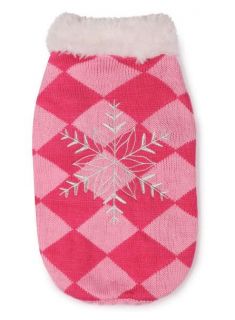 East Side Collection Snowflake Snuggler Dog Sweater Pet Pink Blue XXS L Faux Fur