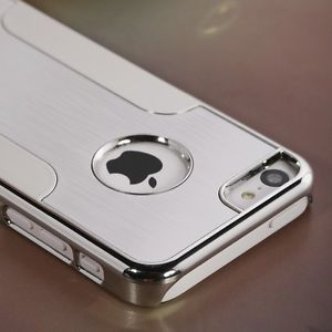 Silver Luxury Brushed Aluminum Chrome Hard Case for iPhone 5c Screen Protector