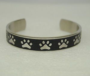 Cute Paw Bracelet Stainless Paw Cuff Dog Paw Print Jewelry