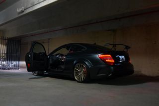 Matte Black 2012 Mercedes Benz C63 Black Series Track Package Vossen Wheels