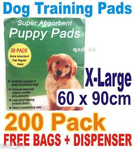 200x Puppy Dog Training Pee Wee Pads 60 x 90cm Mat Trainer Pet Toilet x Large XL