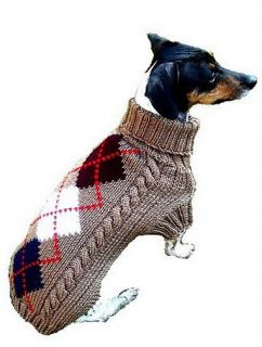 Argyle Brown Knit Pet Dog Sweater Clothes