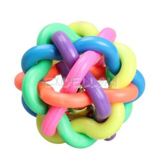 New Pet Dog Cat Toy Colorful Rubber Round Ball with Small Bell Toy E0XC