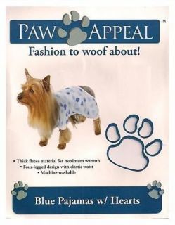 Paw Appeal Cozy Fleece Winter Pajamas with Hearts Pet Dog Cat Clothes PJ Apparel