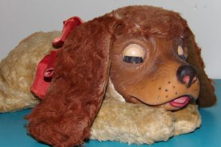 Vintage Gund Stuffed Plush Regal Beagle Rubber Face Dog with Bow Sleepy Eyes NR
