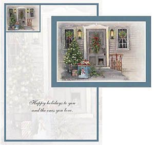 Pat Richter Dog Door Christmas Cards w Decorated Envelopes