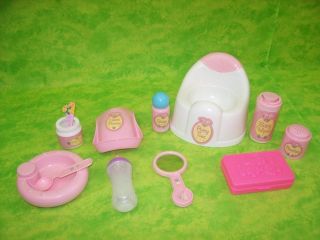 Fisher Price Baby Doll Lot Mommy You Me Potty Feeding Bottle Bib Accessories