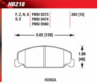 Hawk HPS Brake Pads HB218F 583 92 95 Honda Civic DX LX