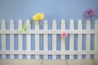 White Wooden Picket Fences for Kids Room Wall Border Garden Room Decor