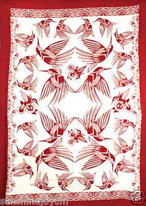 Humming Bird Tattoo Paper Cut Tapestry Wall Hanging Art by William Schaff 5x7 Ft
