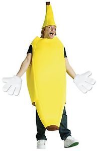 Adult Banana Costume Fruit Suit Funny Food Outfit PBJ Fancy Dress Mens Womens