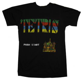 Tetris Tengen Push Start Title Screen Retro Arcade Video Game T Shirt Tee