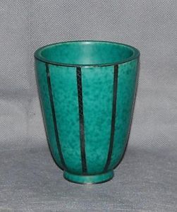 Gustavsberg Argenta Sweden Silver Overlay Art Pottery Vase Art Deco Shape 9780