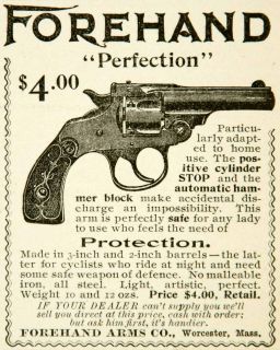 1899 Ad Forehand Arms Worcester Revolver Pistol Weapon Gun Cylinder Hammer Block