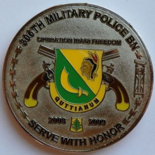 Large 306th Military Police Battalion Operation Iraqi Freedom Challenge Coin