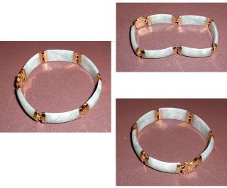 Exquisite Fine Jewelry Bracelet Fanghua 14 K Gold Jade