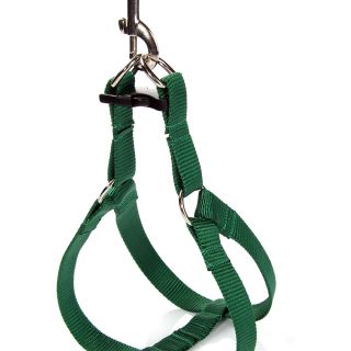 Deep Green Easy Walk Pet Dog Nylon Harness Leader with Pull Free Leashes Size M