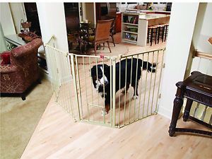 Extra Tall Flexi Walk thru Dog Steel Gate Barrier Fence w Pet Door 76"WX38"H