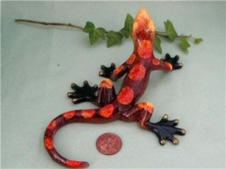 Lizard Gecko Brown Orange Multi Color Colorful Hand Painted Resin Sculpture