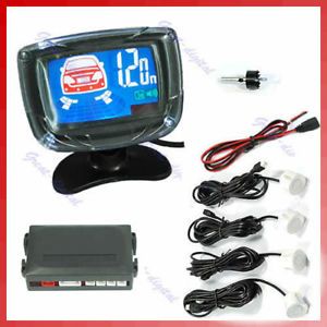 Car LCD 4 Reverse Parking Sensors Backup Radar Kit Whit
