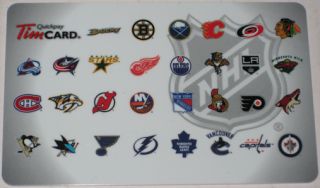 Tim Horton's Canada Gift Card Collectible No Value NHL Hockey Team Logo New 2012