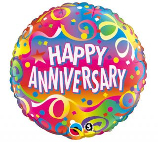Happy Anniversary 18" Balloons Streamer Confetti Party Decorations Free Ribbon