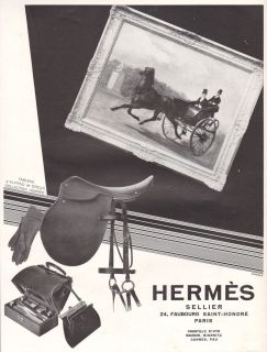 1929 Ad Print Hermes Travelling Bags Cases Saddles Bridles Horse Cart