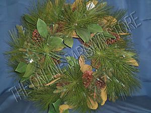 Frontgate Nobel Pine Magnolia Pre Lit Christmas Holiday Tree Garland Door Wreath