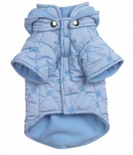 Quilted Pastel Dog Coat Jacket Hooded w Hood Pink Blue