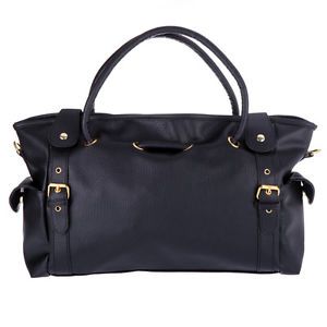 Lady OL Fashion PU Leather Big Capacity Tote Hobo Handbag Shoulder Bags Black