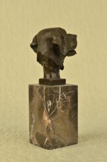 Adorable Labrador Retriever Bust Bronze Sculpture Art Deco Animal Pet Figurine
