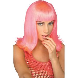 Pink Wig Passion Pink Wig Pop Rock Hip Hop Star 50's 80's Costume Flip Wig 50940