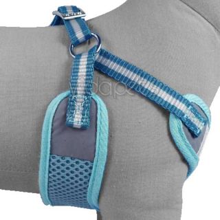 15 23" Girth Blue Doggie Nylon Comfort Dog Harness Vest Collar M Medium Leash