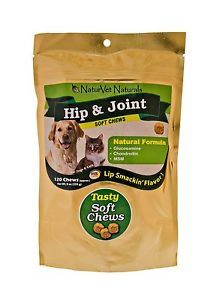 NaturVet Hip Joint Mobility Support for Dogs Cats 120 Tasty Soft Chews