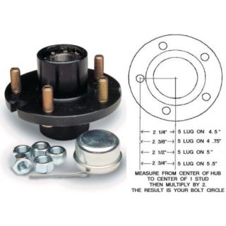 5 Stud Painted Boat Trailer Hub Kit with 1 inch Bearings