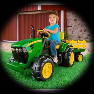 John Deere Electric Power Wheels Battery Powerwheels Toy Car Tractor Trailer New
