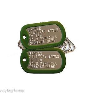 Custom Military Dog Tags Set Army OD Green Silencers Soldier ID Tag Personalized