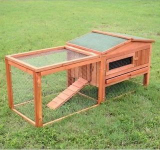 62" Outdoor Deluxe Wooden Rabbit House Hen Hutch Small Animal Pet Cage w Run