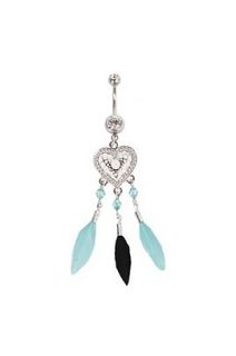 Morbid Metals Turquoise Feather Curved Navel Barbell