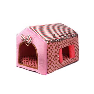 Paris Dog Indoor Polka Dots Dog House Polyester Thread Fabric for Pet