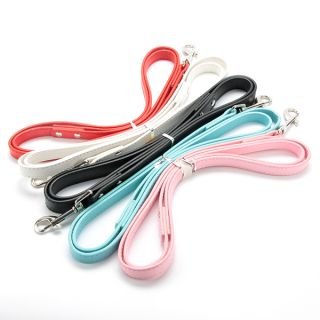 Long Smooth Dog Leashes PU Leather Lead for Small Medium Pet Dogs Candy Color