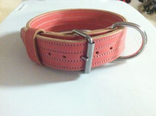 Super Heavy Duty 2 Ply Pink Leather Dog Collar